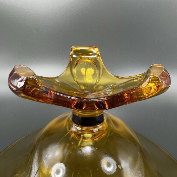 Viking Epic Arching Foot West Virginia Glass Amber Tall Glass Dish Bowl Vintage - Picture 6 of 13
